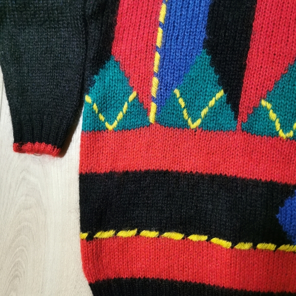 Fabulous Funky Fun colorful 80s Mohair Sweater - Picture 4 of 9